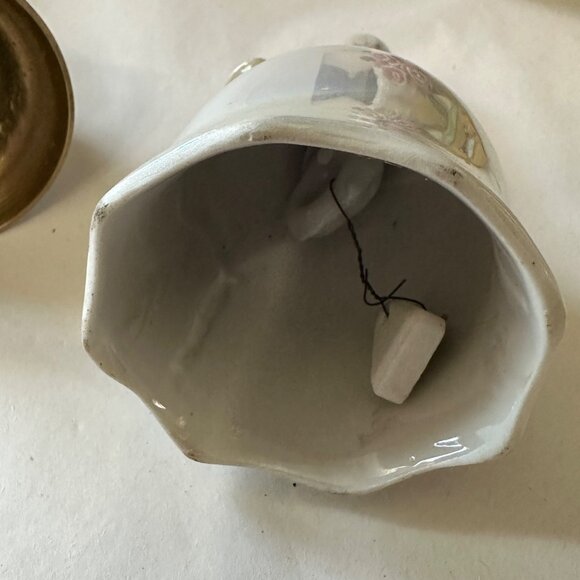 Lot of 5 Various Collectible Bells 4 Porcelain/Ceramic one Brass/Wood - Picture 9 of 12